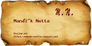 Manák Netta névjegykártya